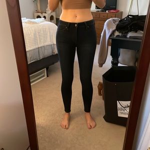 A&F low rise, super skinny, stretch dark wash jean leggings